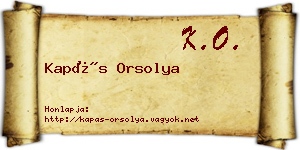 Kapás Orsolya névjegykártya